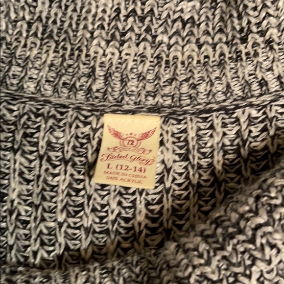 Black/ white knit sweater cowl neck sz L 12-14 - Picture 4 of 5